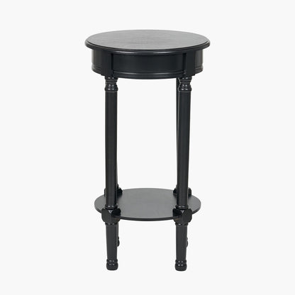 Heritage Black Pine Wood Round Accent Table