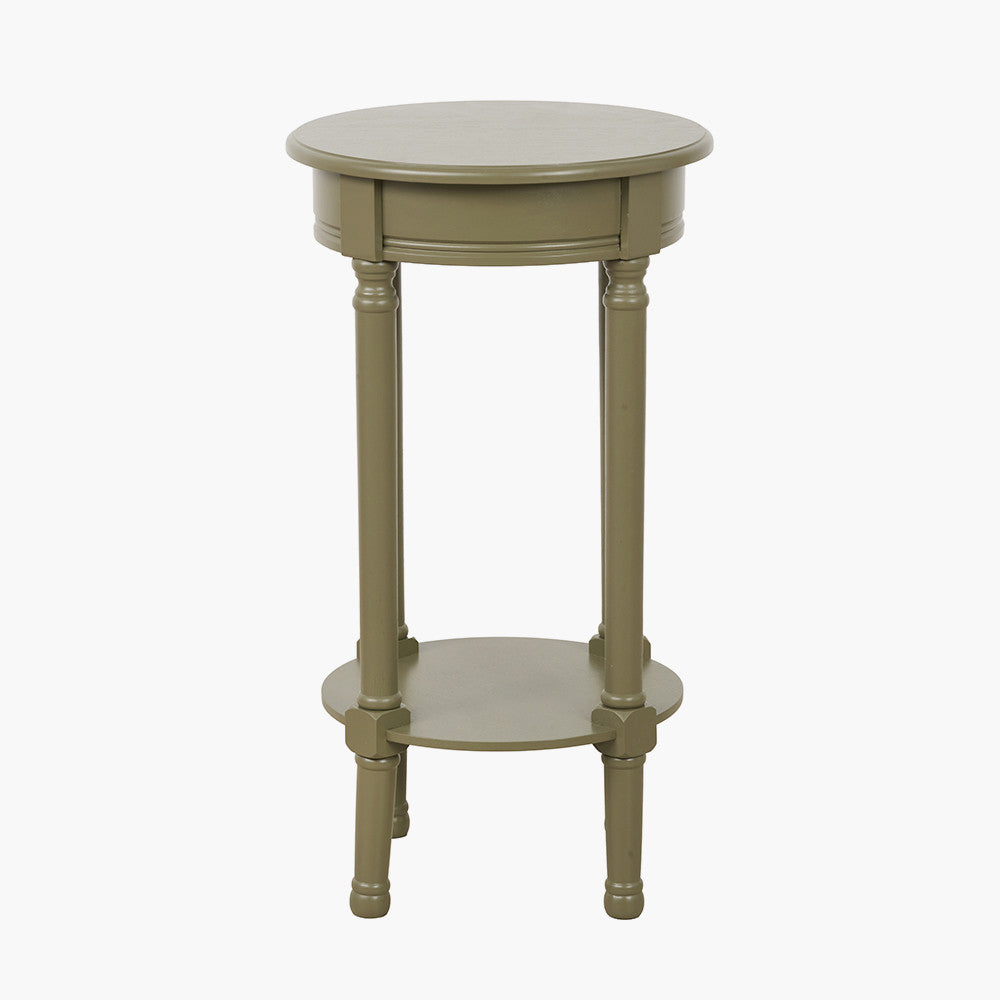 Heritage Olive Pine Wood Round Accent Table