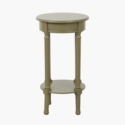 Heritage Olive Pine Wood Round Accent Table