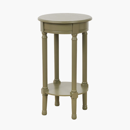 Heritage Olive Pine Wood Round Accent Table