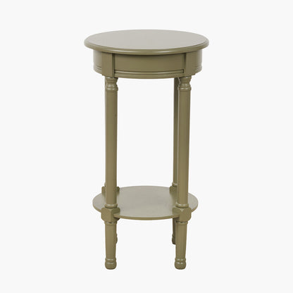 Heritage Olive Pine Wood Round Accent Table
