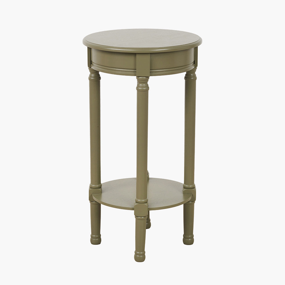 Heritage Olive Pine Wood Round Accent Table