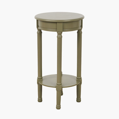 Heritage Olive Pine Wood Round Accent Table
