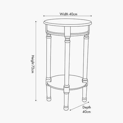 Heritage Black Pine Wood Round Accent Table