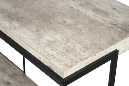 Jersey Concrete Effect Wood Veneer and Black Metal Console Table