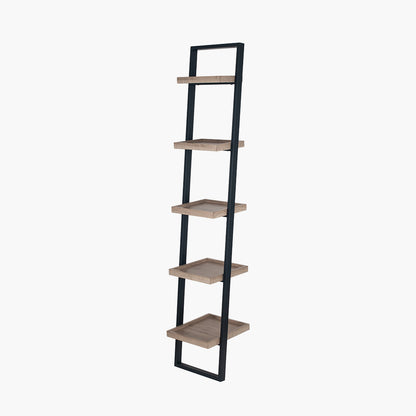 Elevate your home with the Gallery 5 Shelf Ladder Unit. Crafted with a matte black metal frame and natural wood veneer shelves. Dimensions W34xD36xH181cm. Shop online today at www.nobleandnook.co.uk