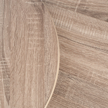 Atri Dark Oak Wood Veneer and Black Metal Coffee Table – Modern Square Statement Table