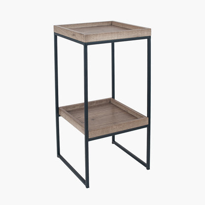 The Gallery Natural Wood Veneer and Black Metal Side Table adds a modern charm and functionality to your living space. W35xD35xH70cm. Available at www.nobleandnook.co.uk