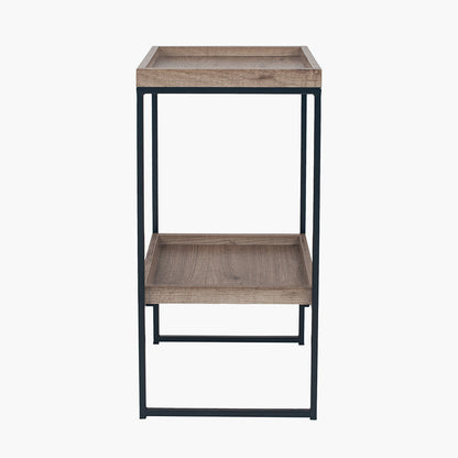 The Gallery Natural Wood Veneer and Black Metal Side Table adds a modern charm and functionality to your living space. W35xD35xH70cm. Available at www.nobleandnook.co.uk