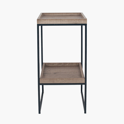 The Gallery Natural Wood Veneer and Black Metal Side Table adds a modern charm and functionality to your living space. W35xD35xH70cm. Available at www.nobleandnook.co.uk