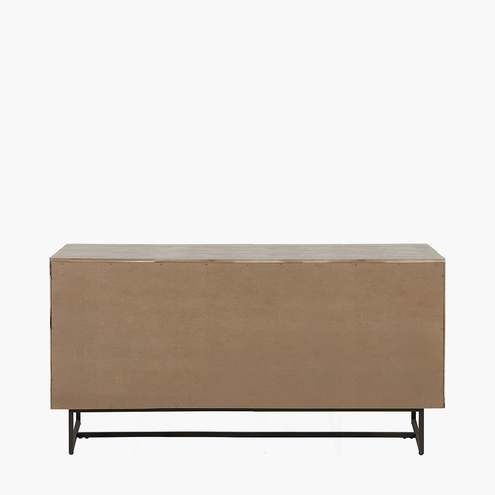 Marca Sand Wash Acacia Wood & Black Metal 3 Door Sideboard