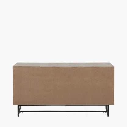Marca Sand Wash Acacia Wood & Black Metal 3 Door Sideboard