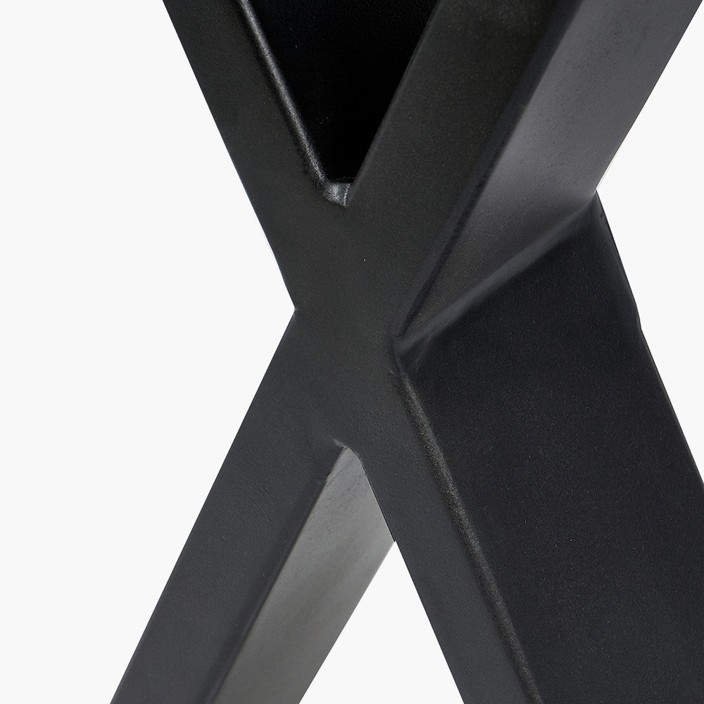 Hand crafted from recycled mango wood for an eco-friendly choice with inlaid brass-coloured detailing with triangular geo pattern for visual impact. W108xD41.5xH75.5cm. Shop online today at www.nobleandnook.co.uk