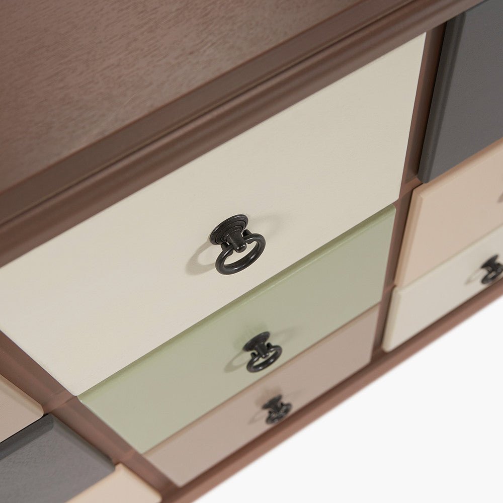 Loft Sage Multicoloured 12 Drawer Unit | Industrial Storage Furniture