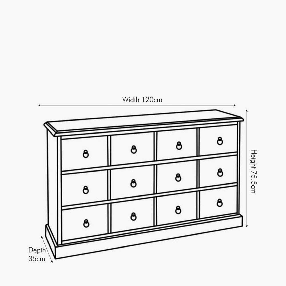 Loft Sage Multicoloured 12 Drawer Unit | Industrial Storage Furniture