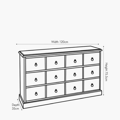 Loft Sage Multicoloured 12 Drawer Unit | Industrial Storage Furniture