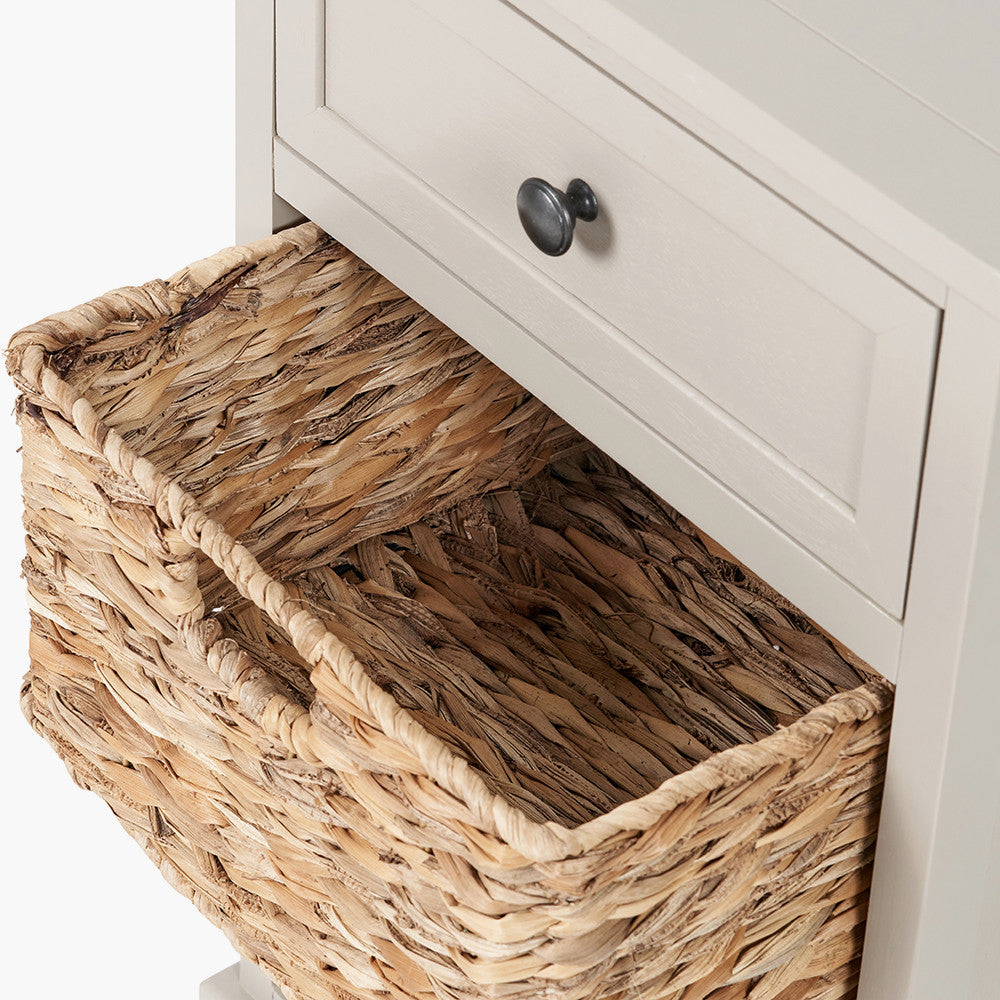 Shop the Devonshire Storage Unit, featuring one drawer and two woven baskets, this unit offers versatile storage for any room in need of organisation. Shop online today at www.nobleandnook.co.uk