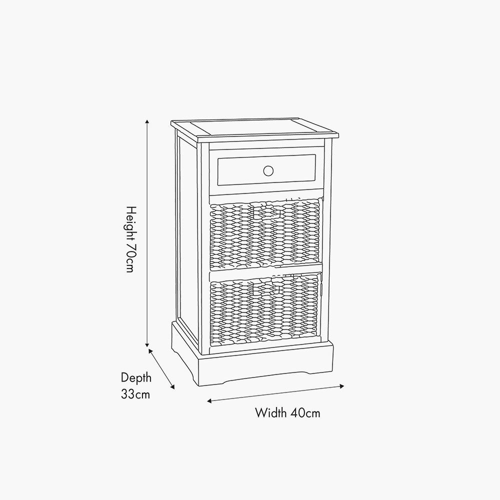 Shop the Devonshire Storage Unit, featuring one drawer and two woven baskets, this unit offers versatile storage for any room in need of organisation. Shop online today at www.nobleandnook.co.uk