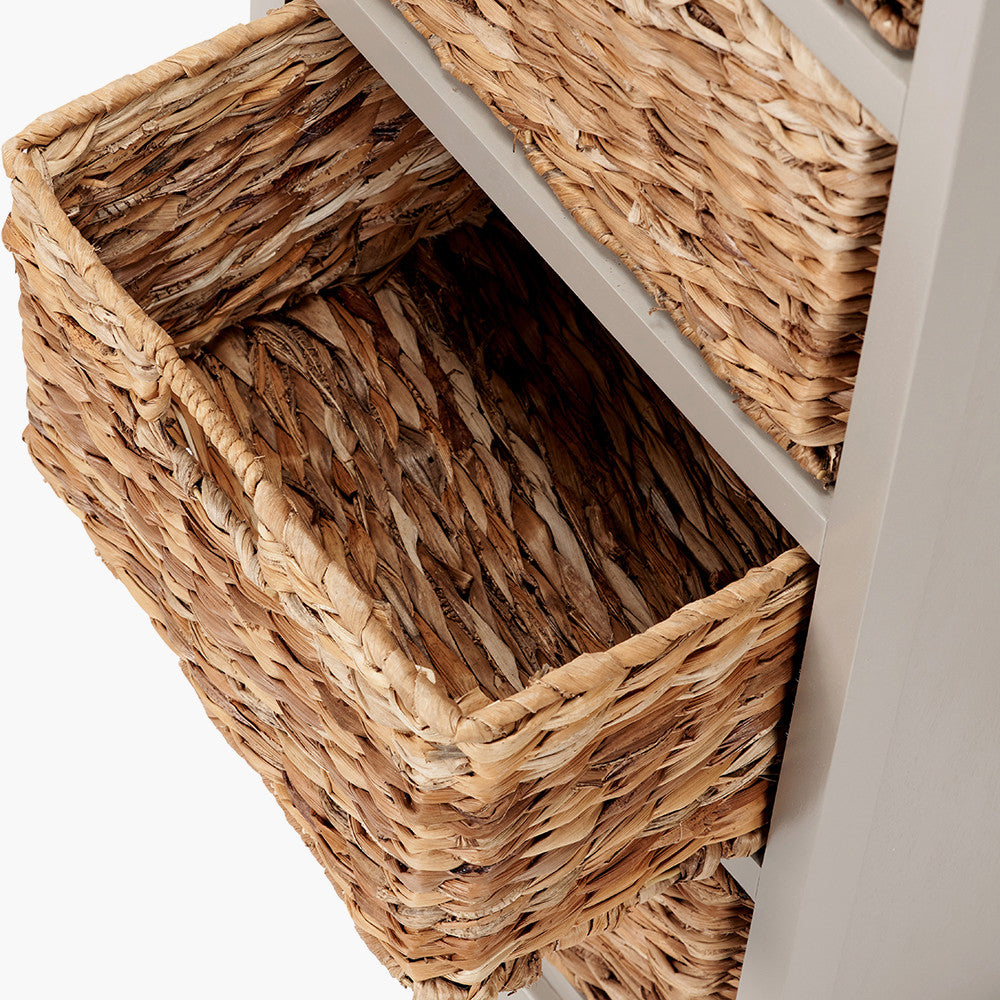 Devonshire Putty Pine Wood 1 Drawer 4 Basket Tall Storage Unit