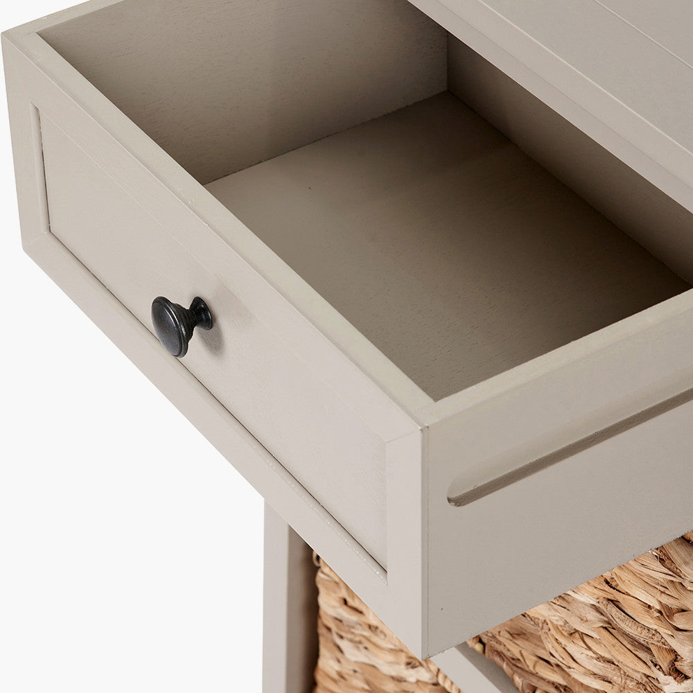 Devonshire Putty Pine Wood 1 Drawer 4 Basket Tall Storage Unit