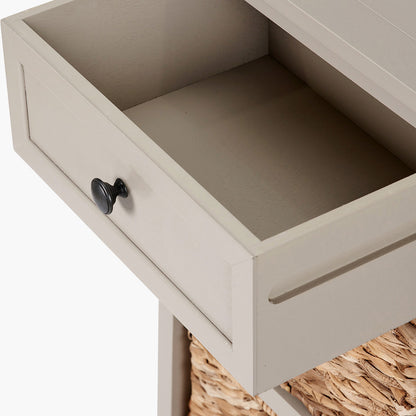 Devonshire Putty Pine Wood 1 Drawer 4 Basket Tall Storage Unit