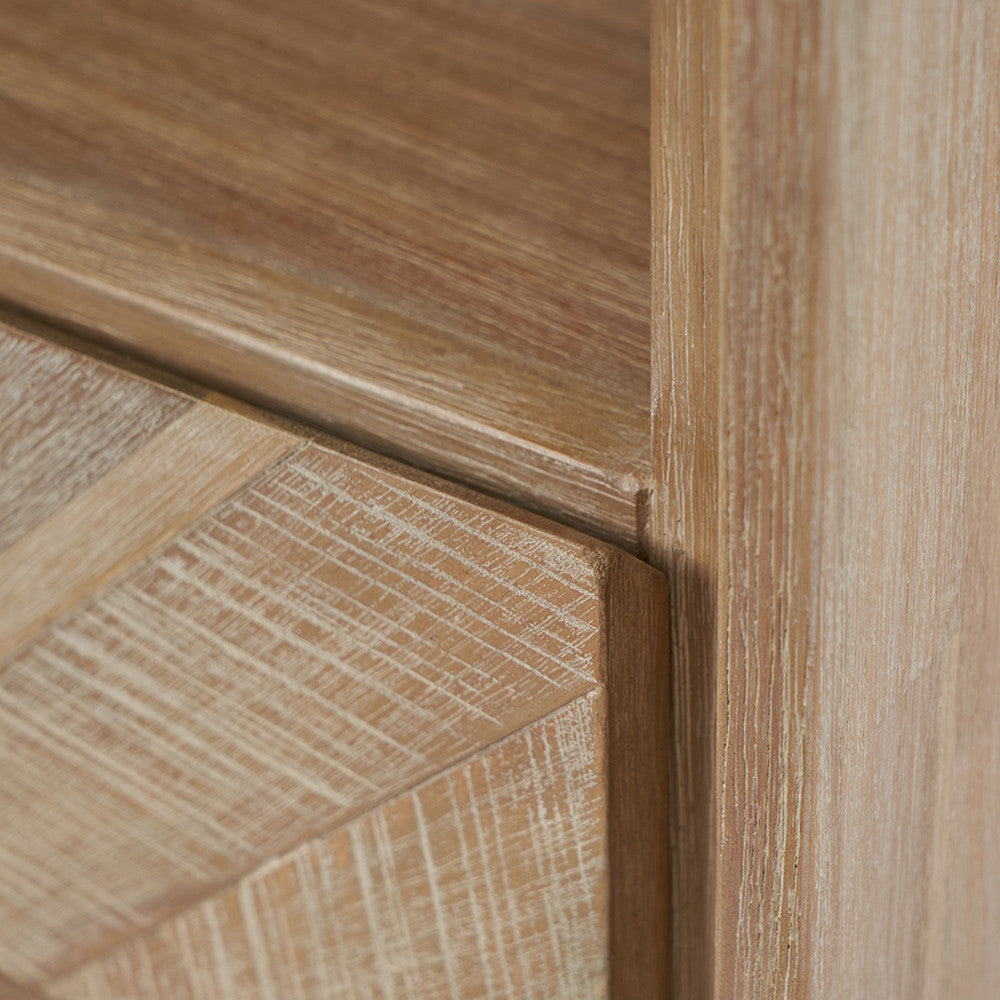 Marca Sand Wash Acacia Bedside Table | 1 Drawer 1 Shelf Wooden Unit