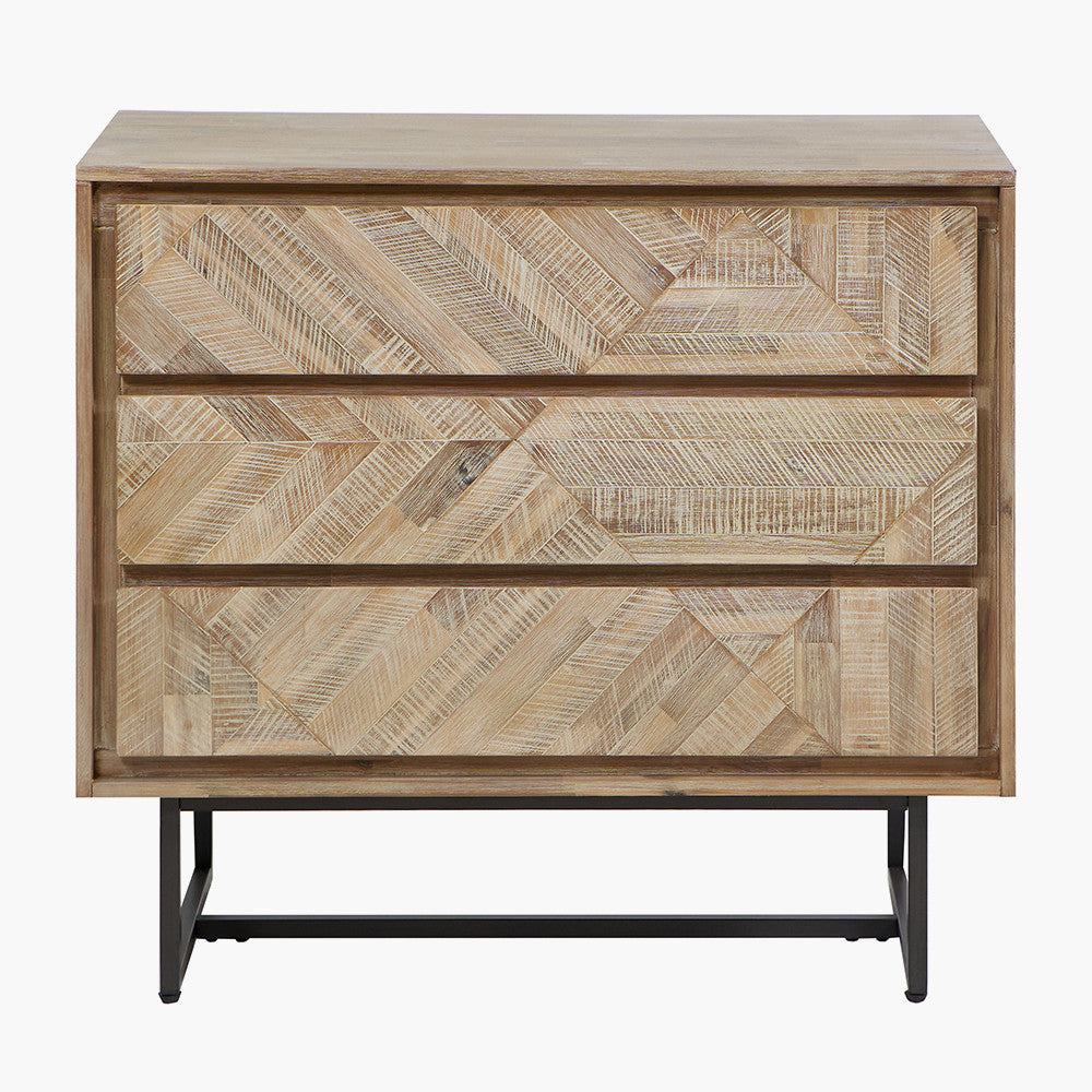 Kalmar Sand Wash Acacia Wood 3 Drawer Unit | Scandi Storage