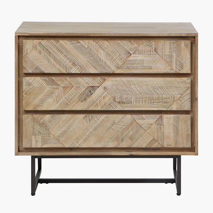 Kalmar Sand Wash Acacia Wood 3 Drawer Unit | Scandi Storage