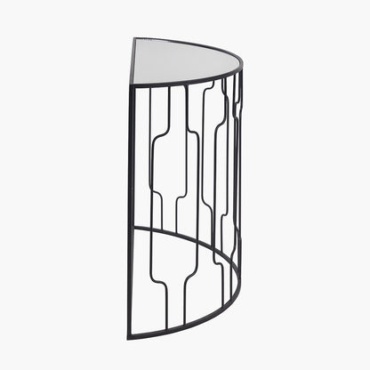The Caprisse Console Table with its art deco-inspired design and refined half-moon silhouette makes it a standout feature in any room. Whether used in an entryway or behind a sofa. W100 x D40.5 x H81 cm. Shop online today at www.nobleandnook.co.uk