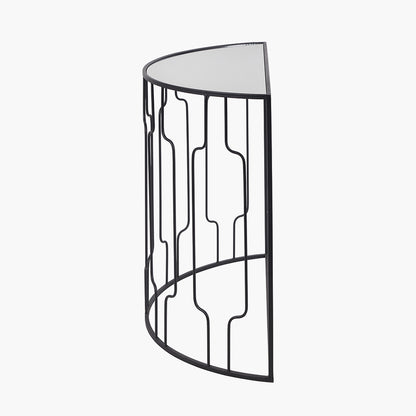 The Caprisse Console Table with its art deco-inspired design and refined half-moon silhouette makes it a standout feature in any room. Whether used in an entryway or behind a sofa. W100 x D40.5 x H81 cm. Shop online today at www.nobleandnook.co.uk