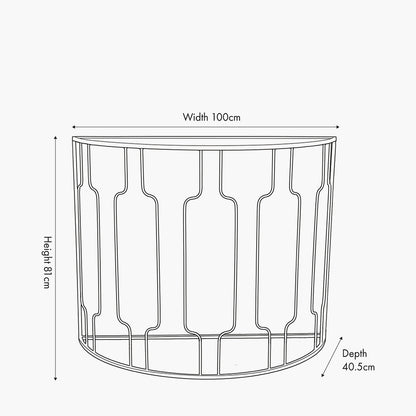 The Caprisse Console Table with its art deco-inspired design and refined half-moon silhouette makes it a standout feature in any room. Whether used in an entryway or behind a sofa. W100 x D40.5 x H81 cm. Shop online today at www.nobleandnook.co.uk