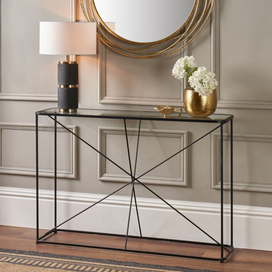 Bring a modern edge to your home with the Roxy Console Table. Perfect for elevating an entryway or adding flair to a living area.  W120xD32xH81cm. Available at www.nobleandnook.co.uk