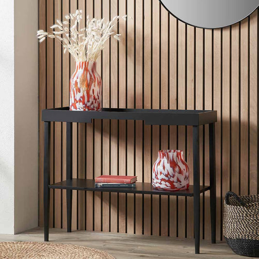 A contemporary design with practical elegance, while the striking black finish makes a confident statement. Perfect for elevating your hallway, lounge, or kitchen-diner. Available at www.nobleandnook.co.uk