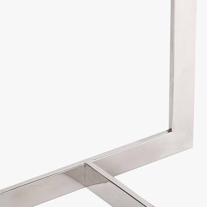 Crafted from Solid Mango Wood with Polished Silver Metal Frame. W115 x D38 x H80 cm. Perfect for hallways, living rooms, or dining spaces. Shop online today at www.nobleandnook.co.uk