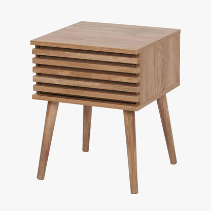 Larvik Natural Eucalyptus Wood 1 Drawer Bedside Table – Scandinavian Minimalist Nightstand