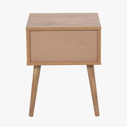 Larvik Natural Eucalyptus Wood 1 Drawer Bedside Table – Scandinavian Minimalist Nightstand