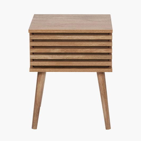 Larvik Natural Eucalyptus Wood 1 Drawer Bedside Table – Scandinavian Minimalist Nightstand