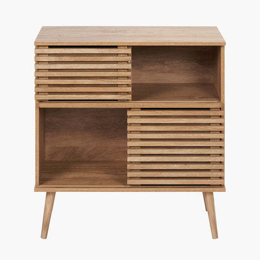 Larvik Natural Eucalyptus Wood 2 Door 2 Shelf Unit – Scandinavian Style Storage