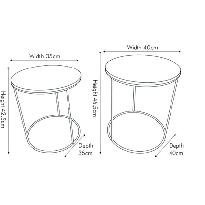 Milly Set of 2 Green Marble & Gold Metal Side Tables