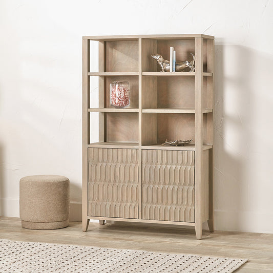 Expertly crafted from solid mango wood, this 2-door bookshelf unit is a stunning addition to any home. Combining natural elegance with practicality. Shop online today at www.nobleandnook.co.uk