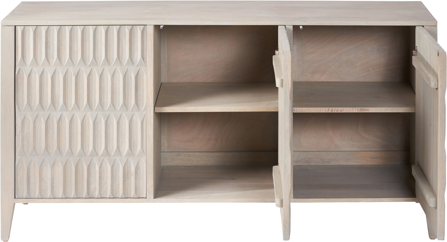 Khao Light Grey Mango Wood 3 Door Sideboard