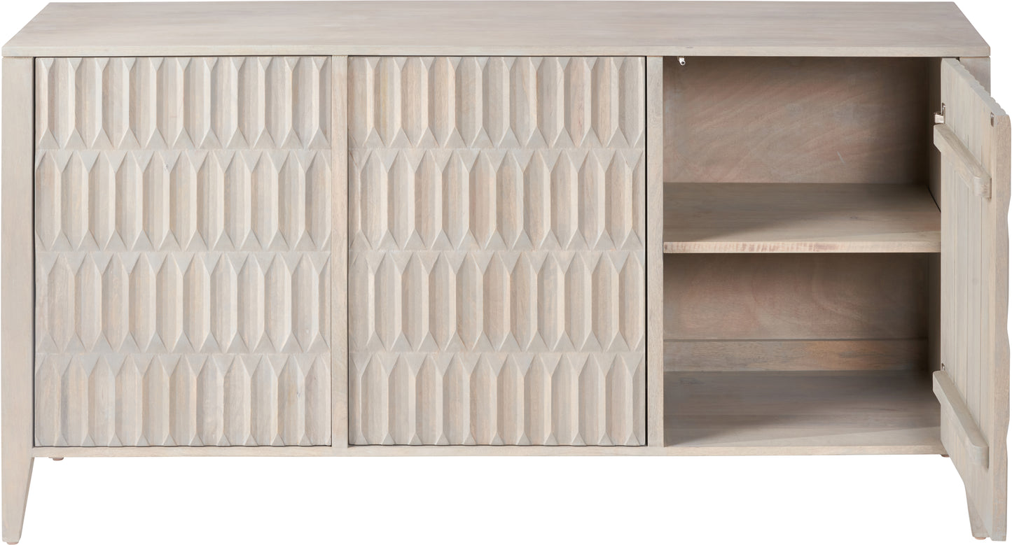 Khao Light Grey Mango Wood 3 Door Sideboard