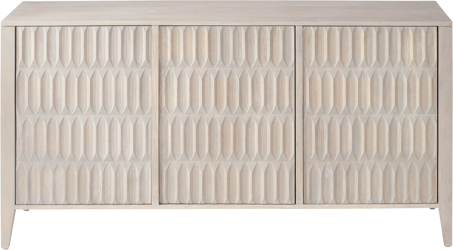 Khao Light Grey Mango Wood 3 Door Sideboard