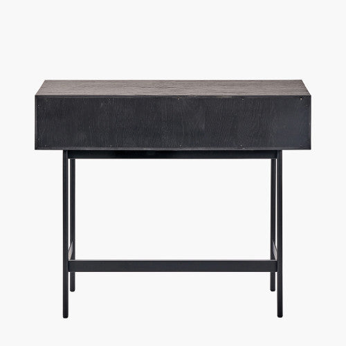 Perfect for hallways, living rooms or dining areas, the Hailee Black and Natural Chevron Console Table with striking chevron-effect front. W100xD38xH80cm. Shop online today at www.nobleandnook.co.uk