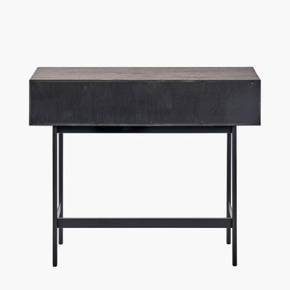 Perfect for hallways, living rooms or dining areas, the Hailee Black and Natural Chevron Console Table with striking chevron-effect front. W100xD38xH80cm. Shop online today at www.nobleandnook.co.uk