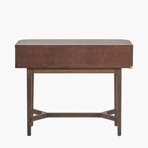 Shop the Raie Console Table with Ribbed Wood Detailing with two spacious drawers. High-quality construction. Dimensions W100xD38xH80cm. Shop online to day at www.nobleandnook.co.uk