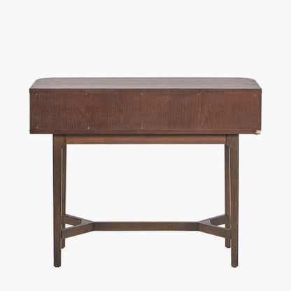 Shop the Raie Console Table with Ribbed Wood Detailing with two spacious drawers. High-quality construction. Dimensions W100xD38xH80cm. Shop online to day at www.nobleandnook.co.uk