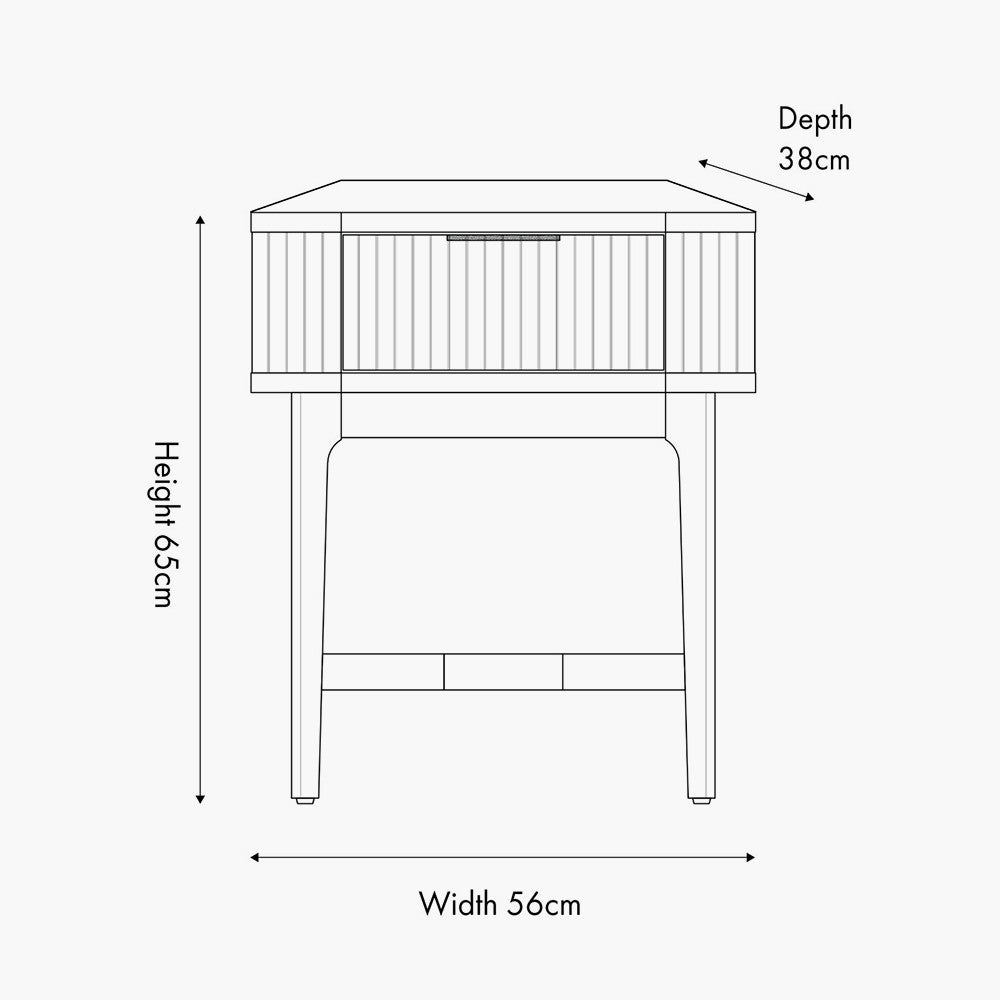 Raie Dark Brown Ribbed Wood 1 Drawer Unit | Modern Oak & Pine Bedside Table