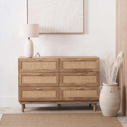 Henrik Natural Rattan 6 Drawer Unit | Rattan Storage Furniture