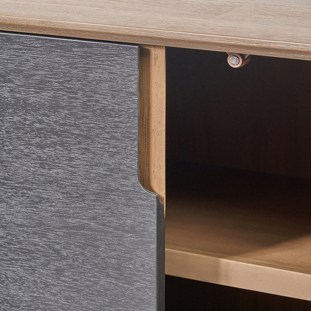 Gio Black and Natural Acacia Wood 4 Door Sideboard